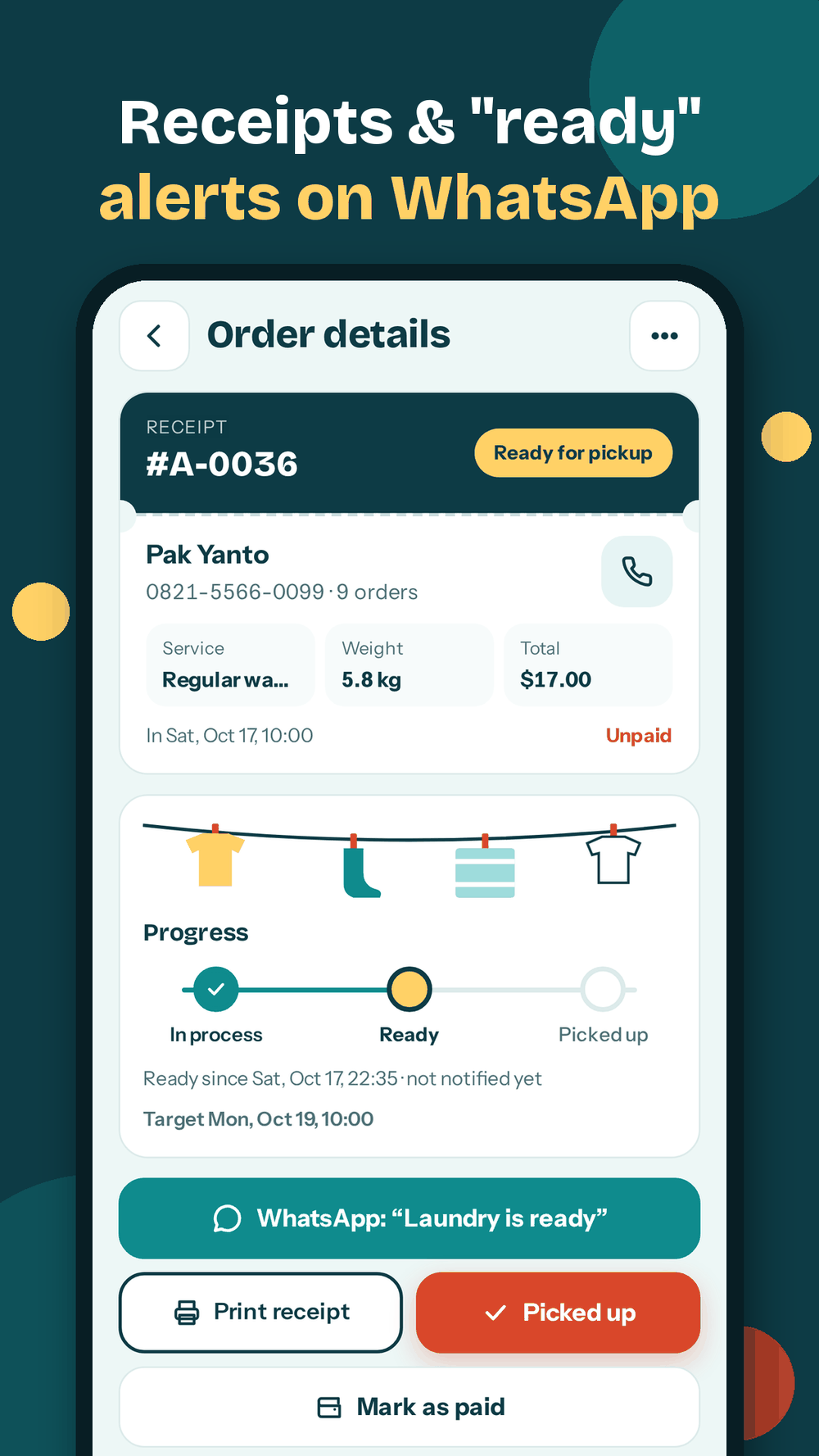 WhatsApp receipt