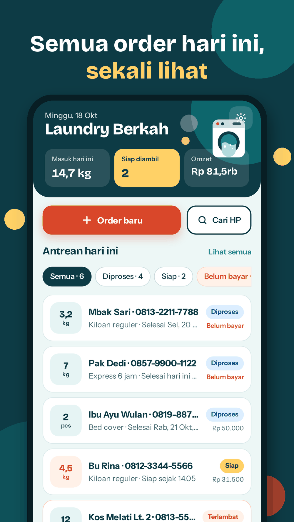 Layar beranda Laundrio